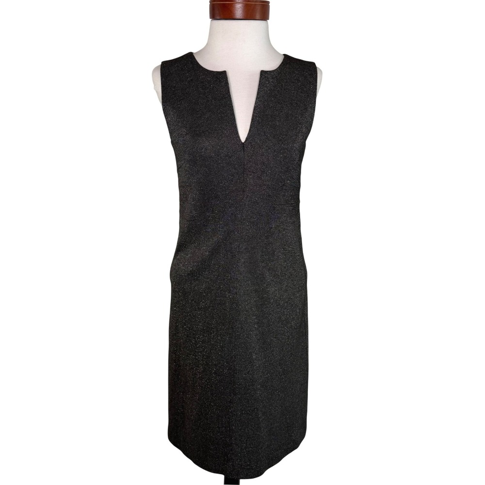 Trina Turk Wool Blend Sheath‎ Dress Sz 4 Charcoal Black Metallic Career Cocktail